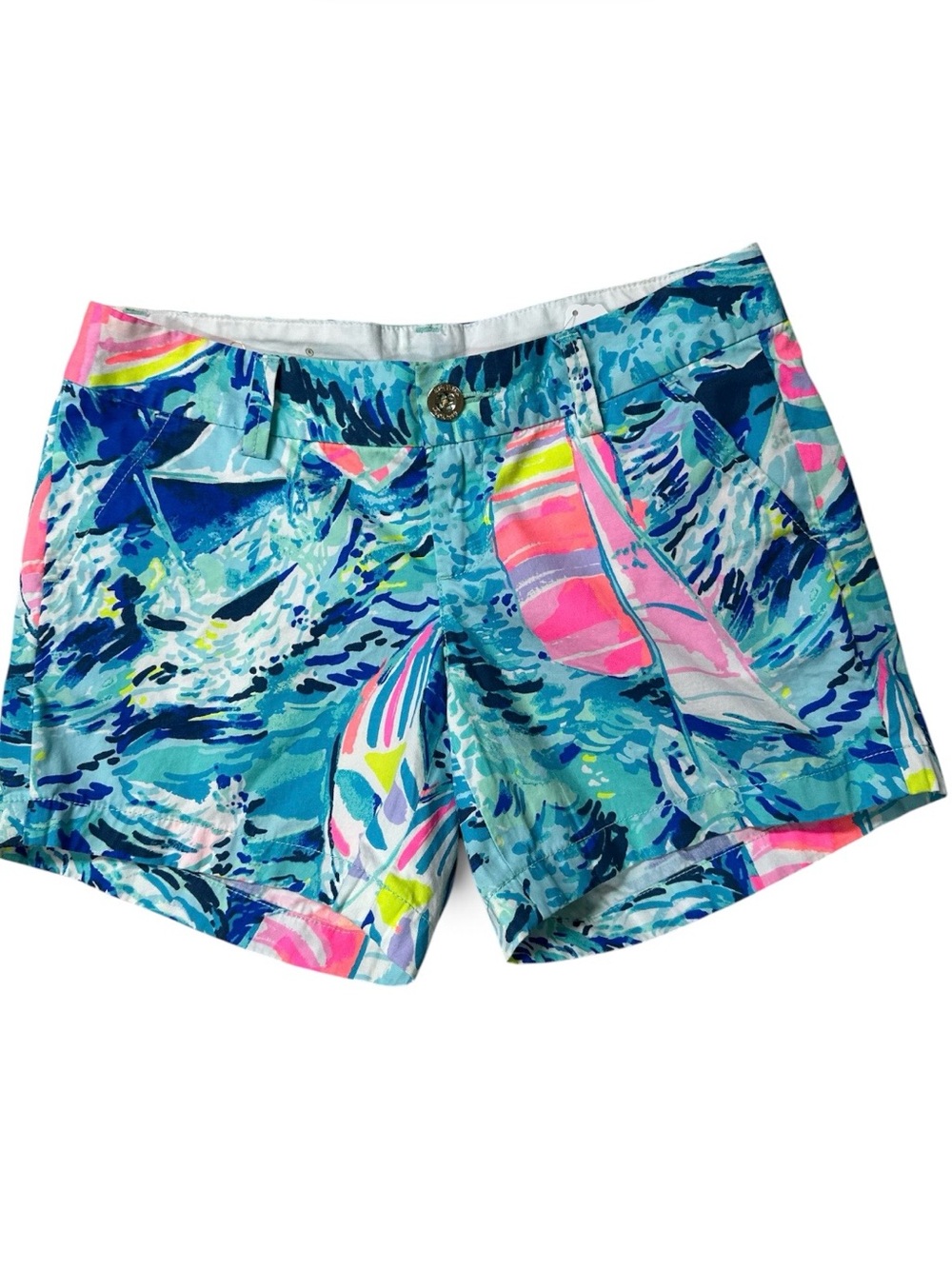 Lilly Pulitzer Vibrant Tropical Bermuda Shorts - Blue, Pink & Yellow